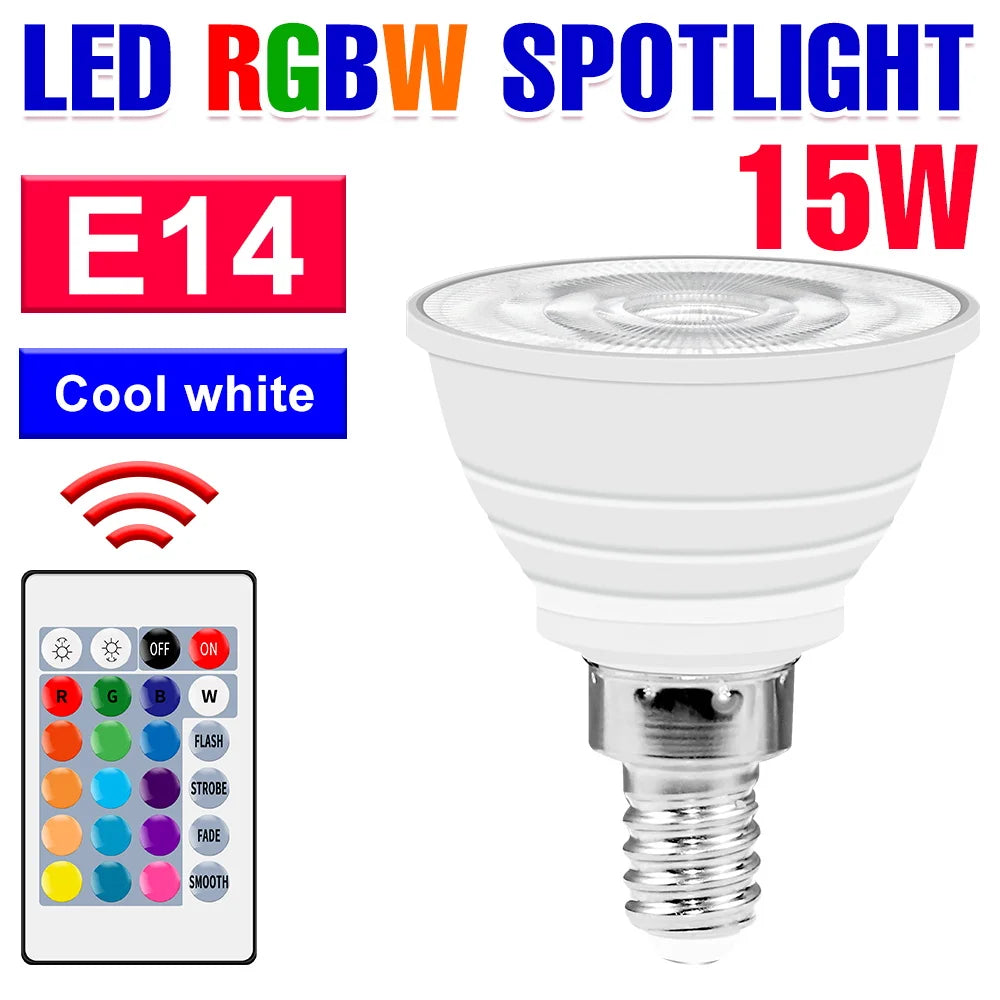WENNI Smart LED RGB Spotlight Bulb with Remote Control E14 White 15W / Milky / 2 Years Warranty