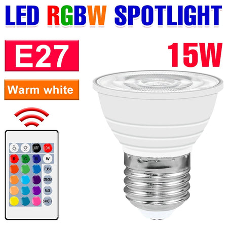 WENNI Smart LED RGB Spotlight Bulb with Remote Control E27 Warm White 15W / Milky / 2 Years Warranty