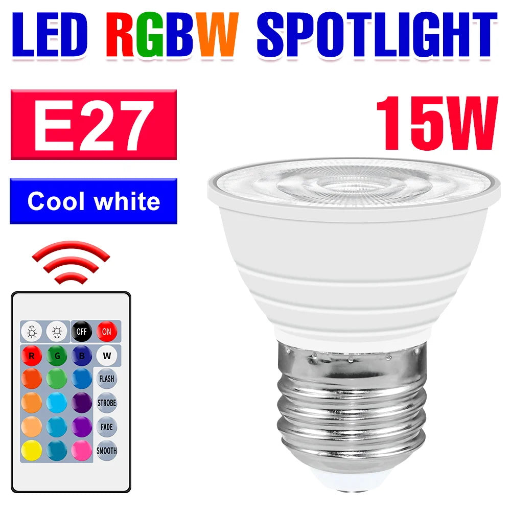 WENNI Smart LED RGB Spotlight Bulb with Remote Control E27 White 15W / Milky / 2 Years Warranty