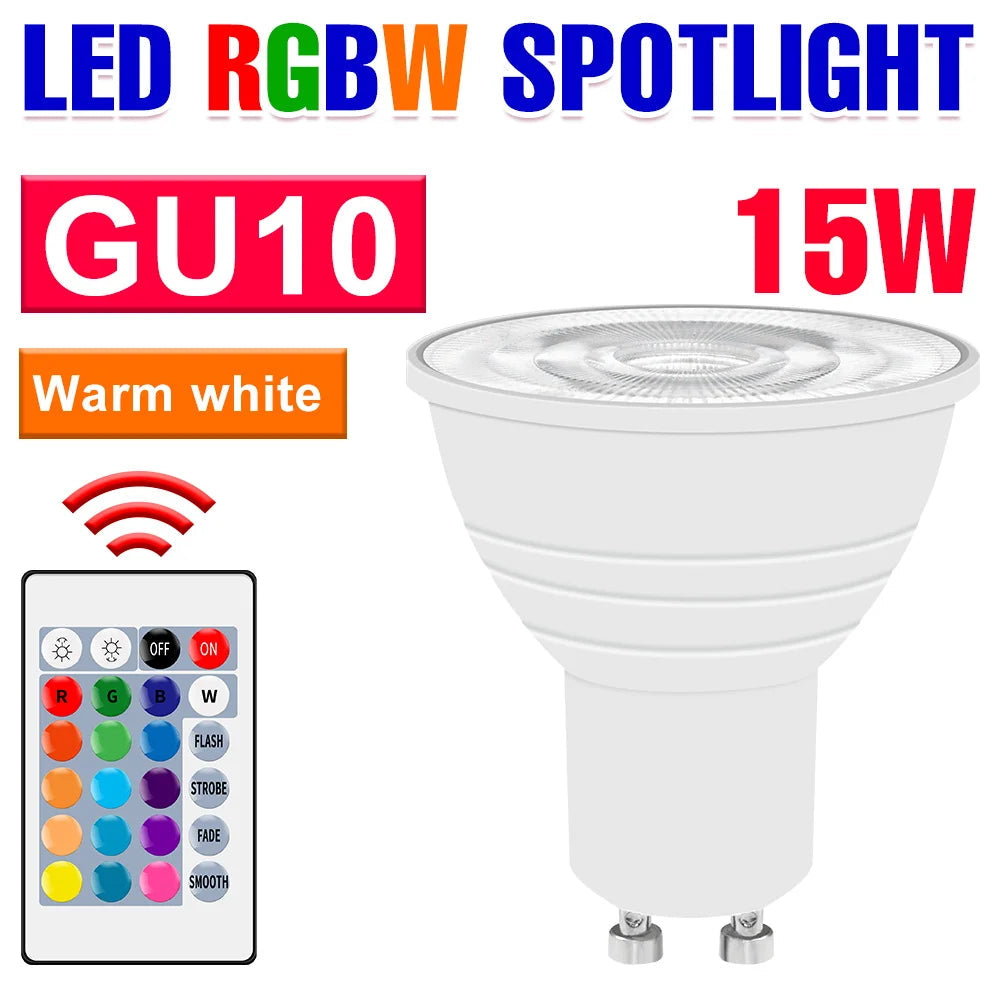 WENNI Smart LED RGB Spotlight Bulb with Remote Control GU10 Warm White 15W / Milky / 2 Years Warranty