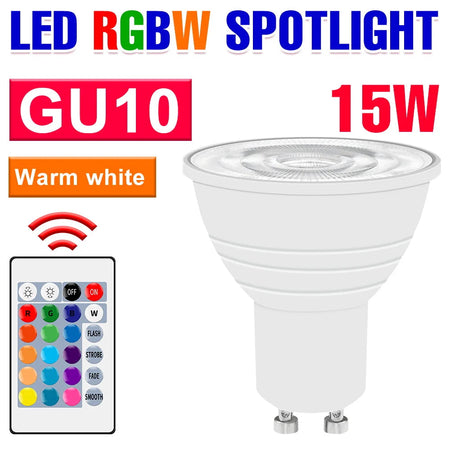 WENNI Smart LED RGB Spotlight Bulb with Remote Control GU10 Warm White 15W / Milky / 2 Years Warranty