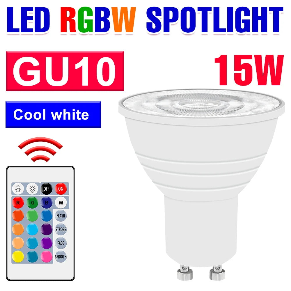 WENNI Smart LED RGB Spotlight Bulb with Remote Control GU10 White 15W / Milky / 2 Years Warranty