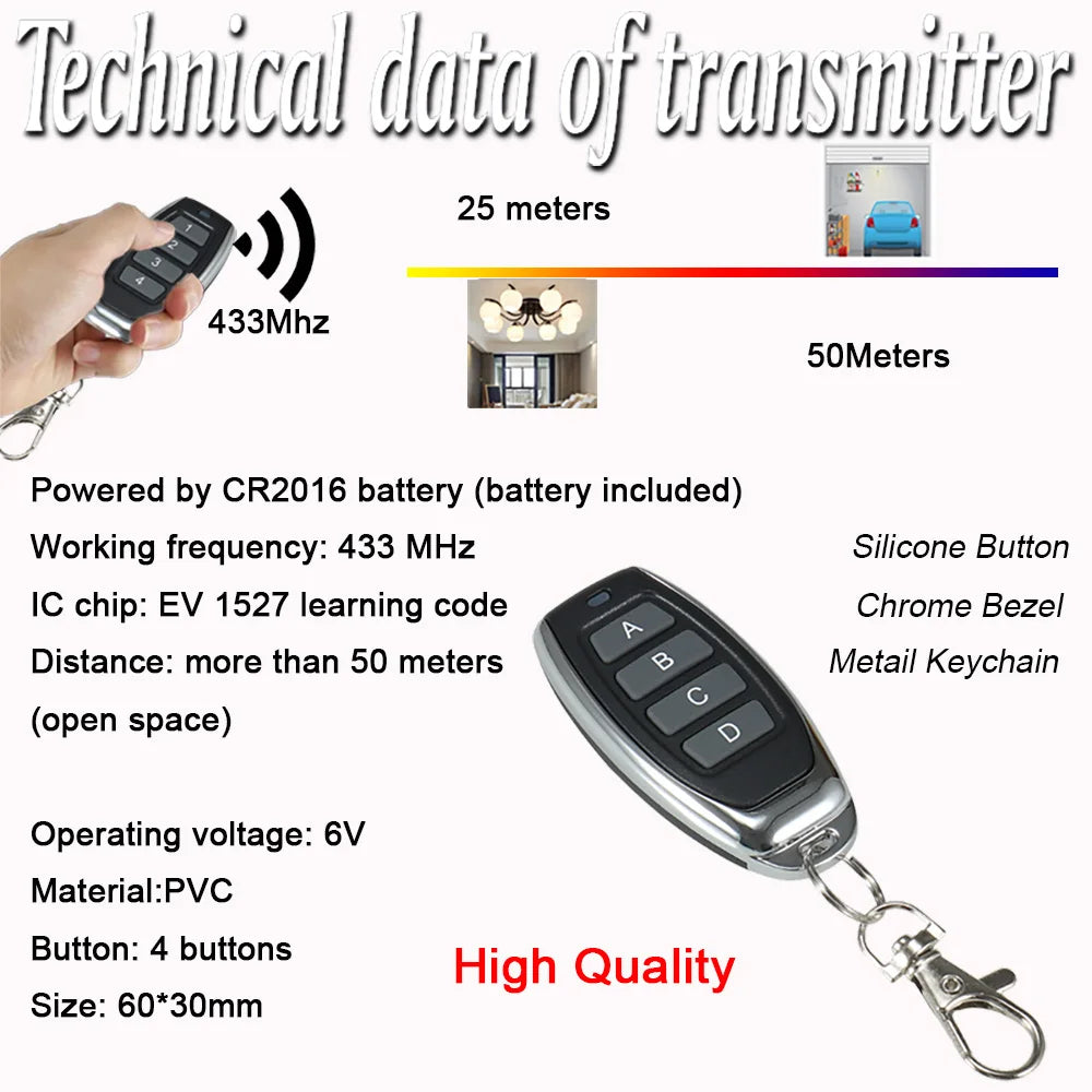 433 MHz Universal Remote Control Switch AC 110V 220V 10A 2CH rf Relay Receiver and Transmitter for Garage gate Control | Malaysia
