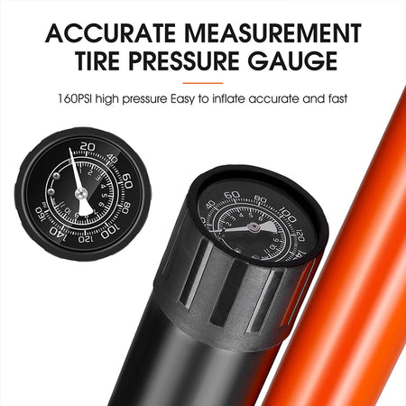 WEST BIKING Stainless Steel Bicycle Tire Pump with Comfortable Grip