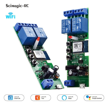 Wifi Smart Switch 12V 24V 110V 220V 85-250V 2CH Relay Module RF 433 Remote Control Work With Alexa Google Home Tuya SmartLife