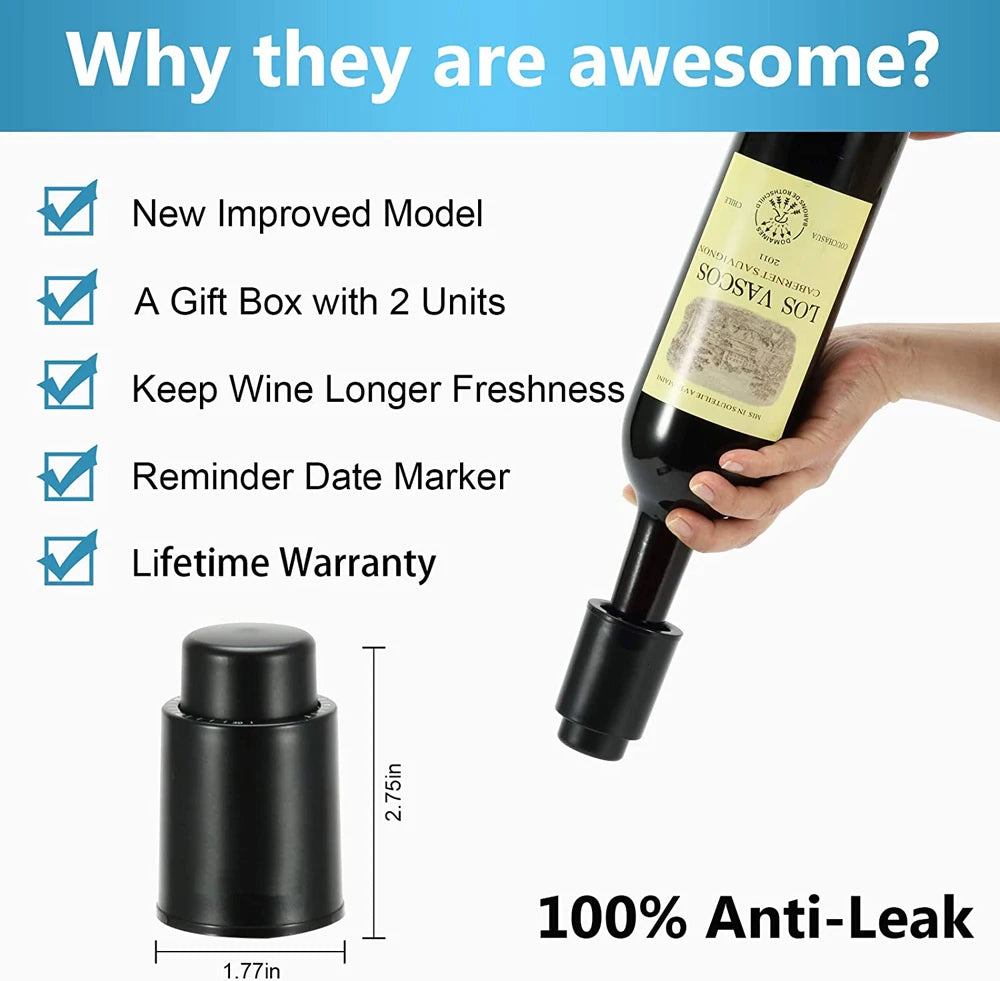 Wine Bottle Stoppers Reusable Wine Stoppers Vacuum Wine Preserver Wine Savers Vacuum Pump Corks Keep Wine Really Fresh