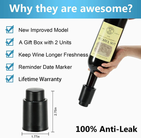 Wine Bottle Stoppers Reusable Wine Stoppers Vacuum Wine Preserver Wine Savers Vacuum Pump Corks Keep Wine Really Fresh