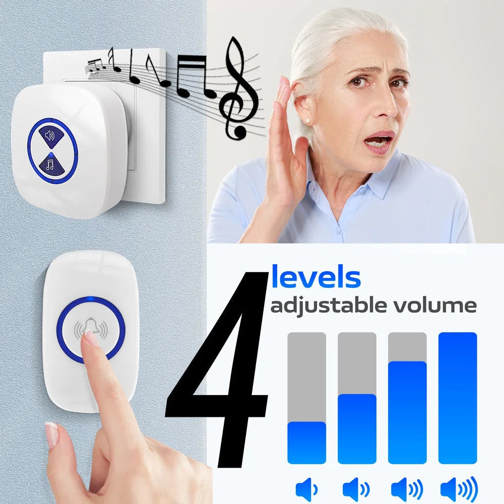 Wireless 433mhz Rf Outdoor Doorbell 100M Waterproof Door Bell Transmitter AC 110V 220V EU UK Receiver Door Bell for Smart Home