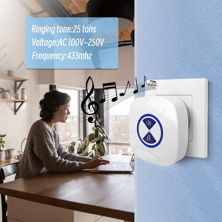 Wireless 433mhz Rf Outdoor Doorbell 100M Waterproof Door Bell Transmitter AC 110V 220V EU UK Receiver Door Bell for Smart Home