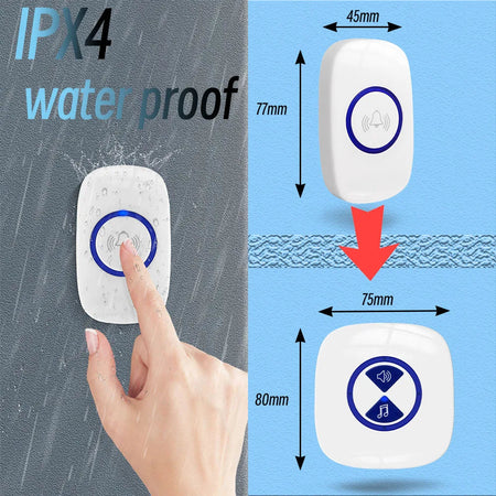 Wireless 433mhz Rf Outdoor Doorbell 100M Waterproof Door Bell Transmitter AC 110V 220V EU UK Receiver Door Bell for Smart Home