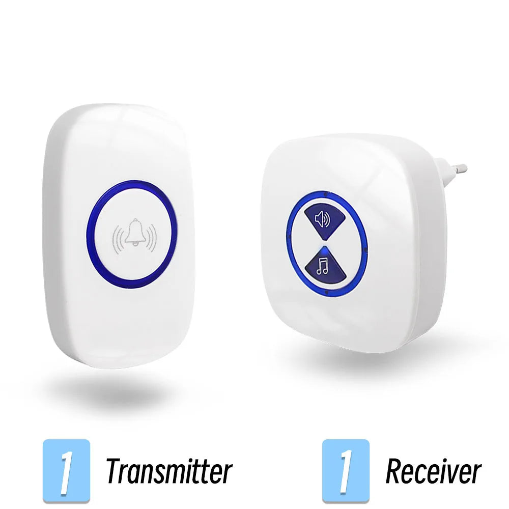 Wireless 433mhz Rf Outdoor Doorbell 100M Waterproof Door Bell Transmitter AC 110V 220V EU UK Receiver Door Bell for Smart Home