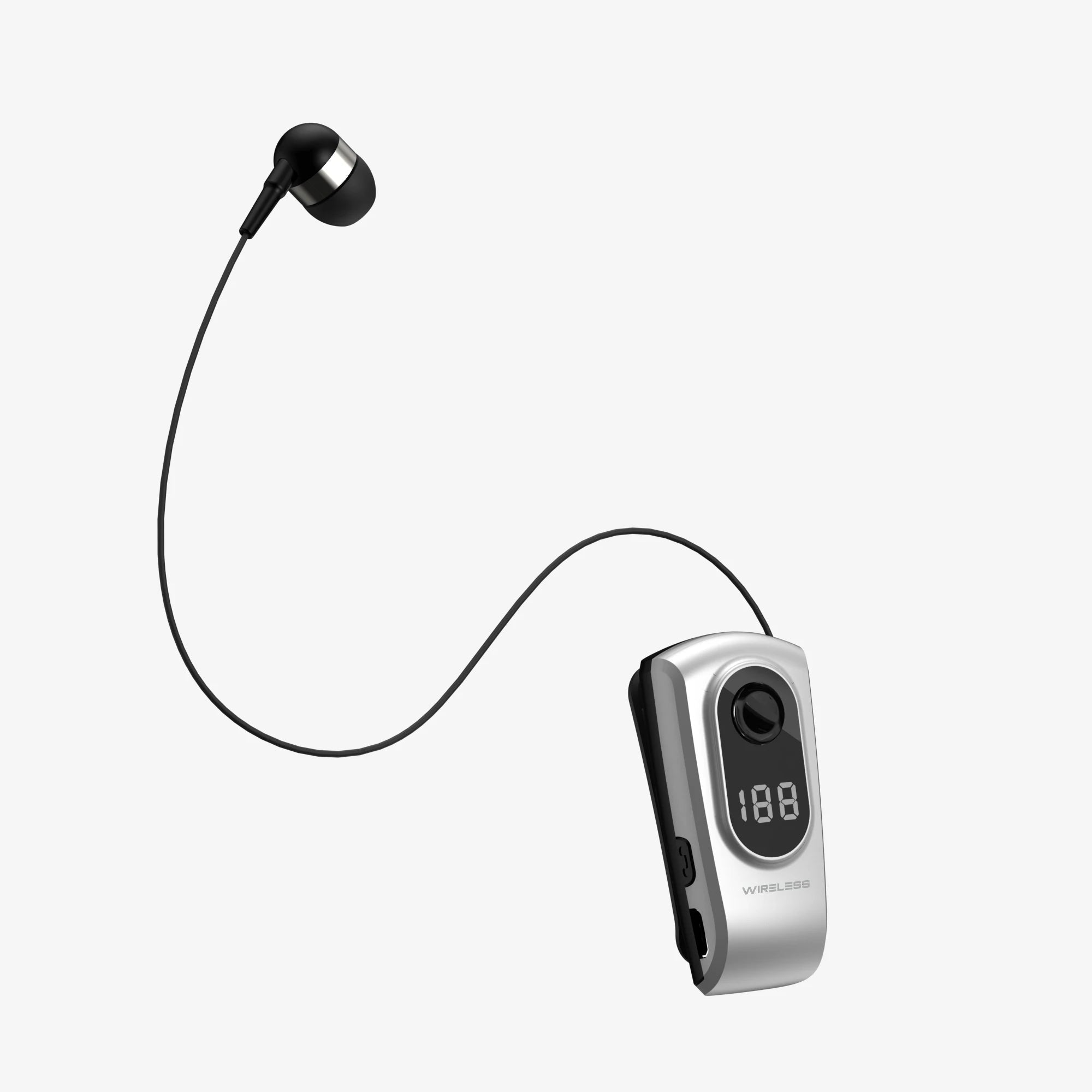 Wireless Bluetooth Headset Clip Ears In Lotus With Wire Headphone Retractable Wire Stereo Handsfree Earbuds Ear Blues For Phone Silver