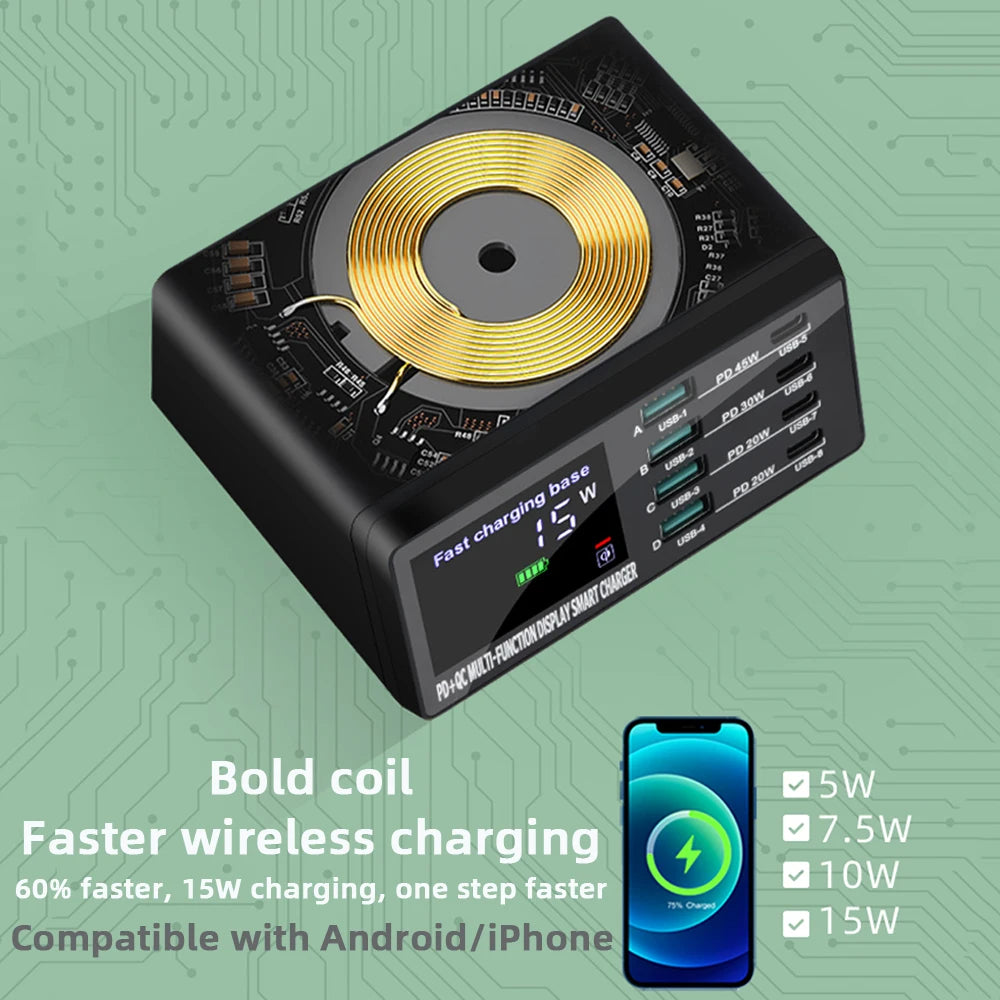 Wireless Charger Charging Station 110W Quick Charge USB Charger Adapter PD USB C Fast Phone Charger For iPhone 13 12 iPad Xiaomi