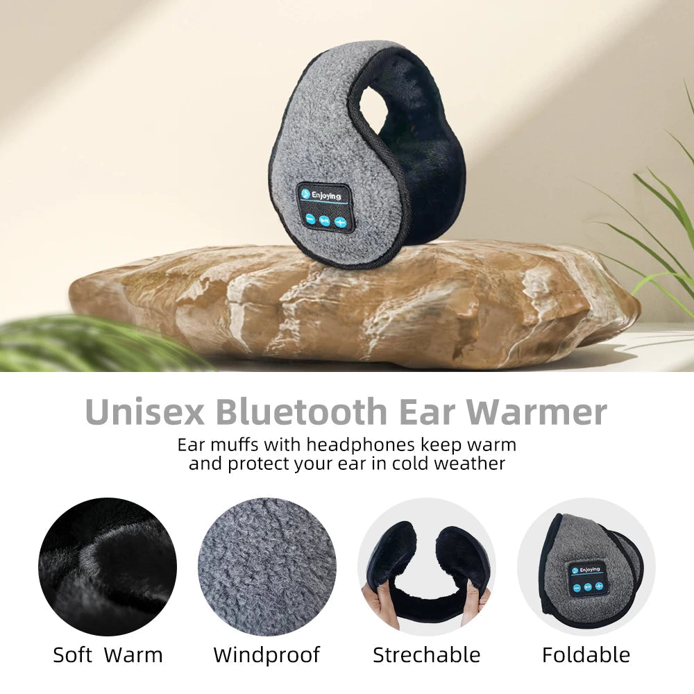 Wireless Headband Headphones Muffs, Earphone Warmer Earmuffs, Bluetooth Ear Warmer Music  Men's  Women Winter Thick Casual Cap