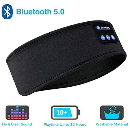 Wireless Headphones Fone Bluetooth Earphones Sports Fitness Sleeping Headband Elastic Music Eye Mask Wireless Bluetooth Headset Black