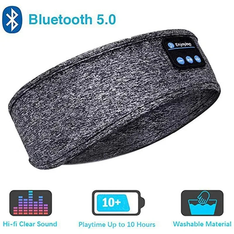 Wireless Headphones Fone Bluetooth Earphones Sports Fitness Sleeping Headband Elastic Music Eye Mask Wireless Bluetooth Headset Grey