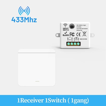 Wireless Smart Wall Light Switch with Remote Control - RF433mhz LED Switch 1Receiver  1Switch1G / CHINA