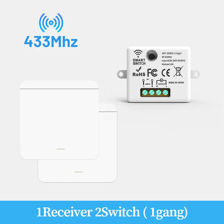 Wireless Smart Wall Light Switch with Remote Control - RF433mhz LED Switch 1Receiver  2Switch1G / CHINA