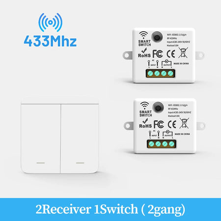 Wireless Smart Wall Light Switch with Remote Control - RF433mhz LED Switch 2Receiver  1Switch2G / CHINA