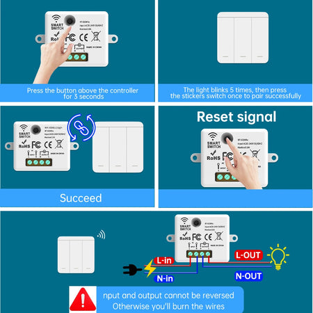 Wireless Smart Wall Light Switch with Remote Control - RF433mhz LED Switch