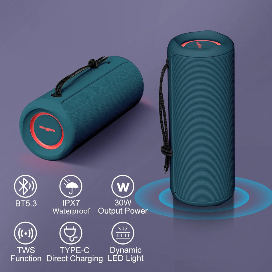WISE TIGER P3 Bluetooth Speaker: Portable Bass Boost Stereo - IPX7 Waterproof &amp;amp; 30W Power