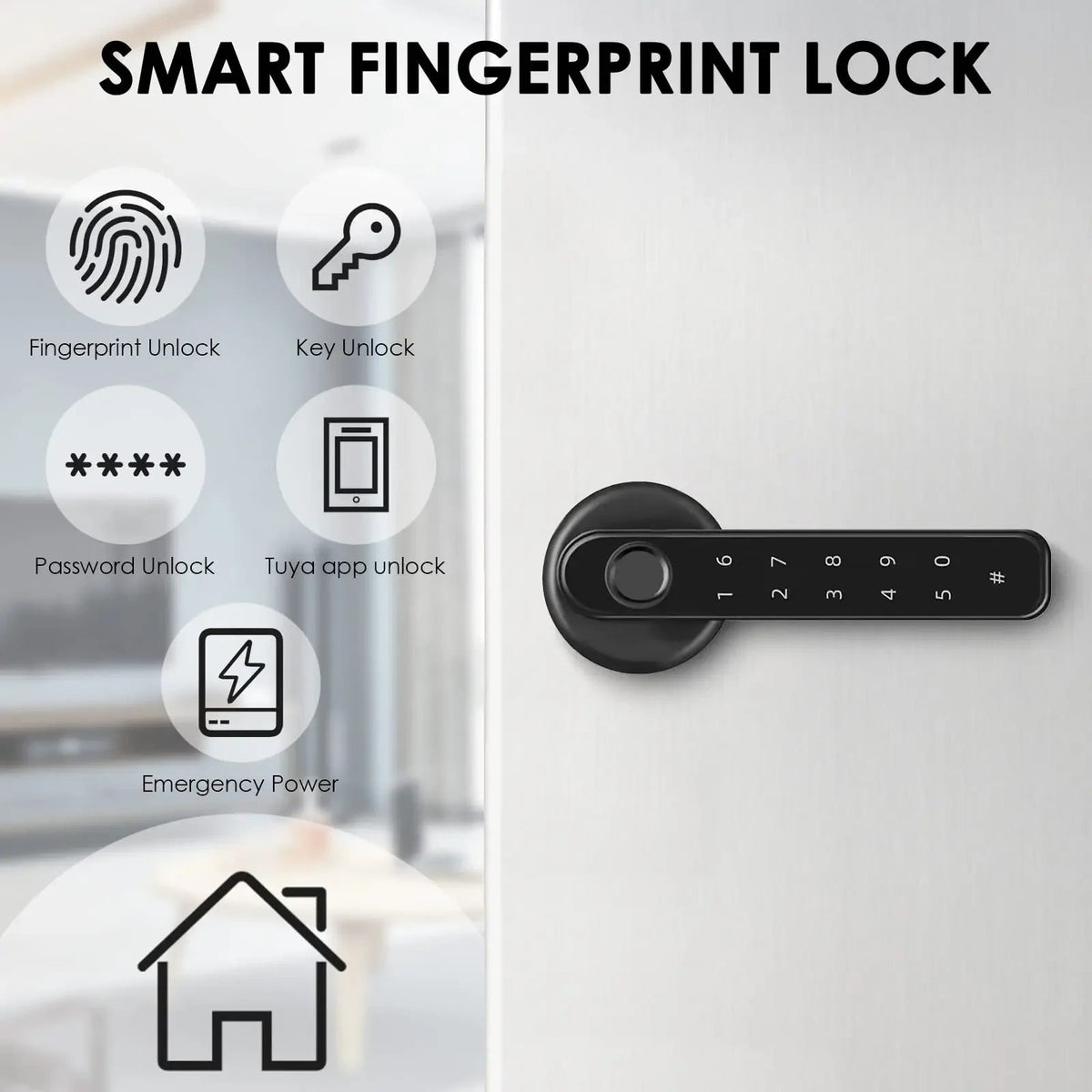 With Tuya Biometric Fingerprint Smart Door Lock Electronic Digital Lock  Password Fingerprint Keyless Security Door Handle Home