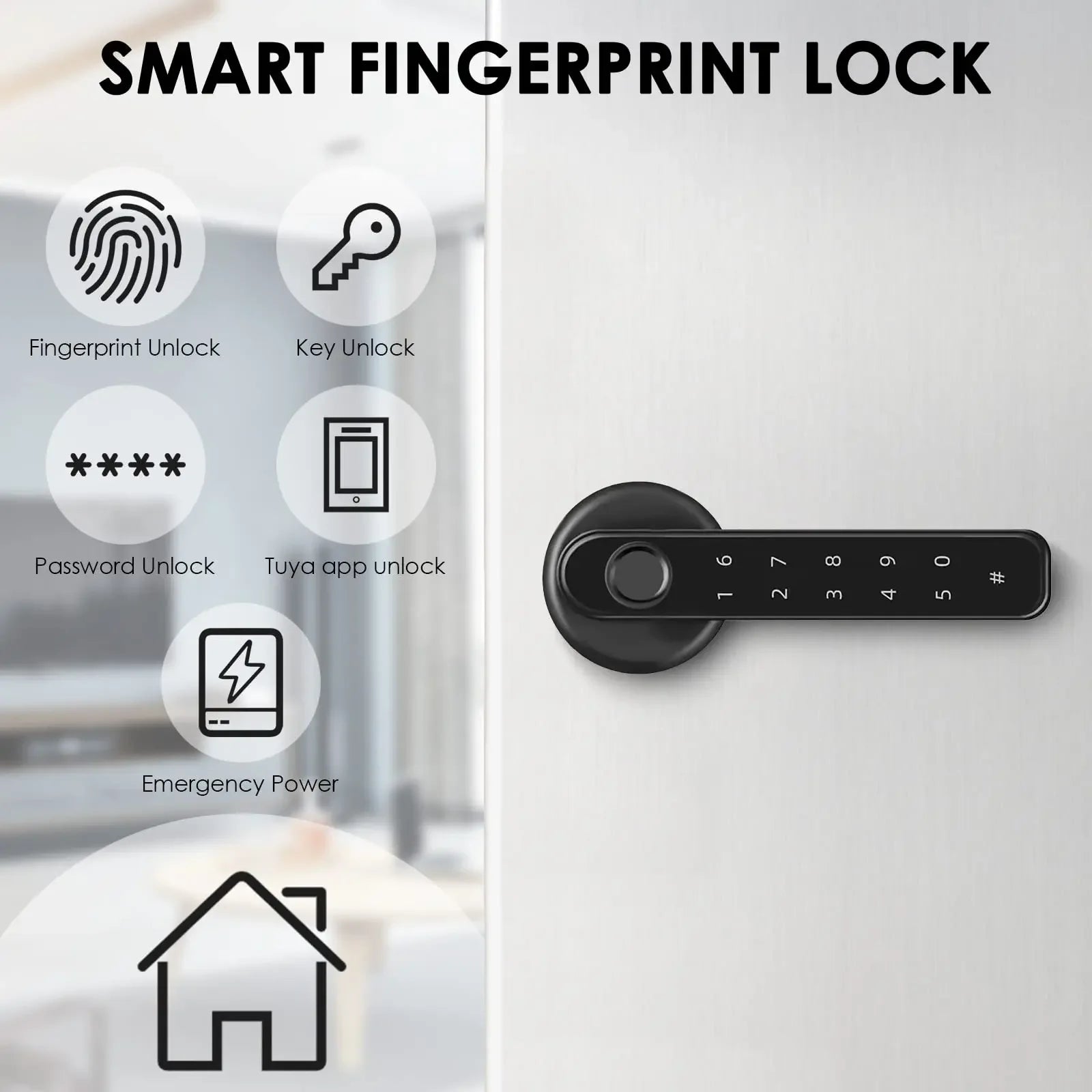 With Tuya Biometric Fingerprint Smart Door Lock Electronic Digital Lock  Password Fingerprint Keyless Security Door Handle Home