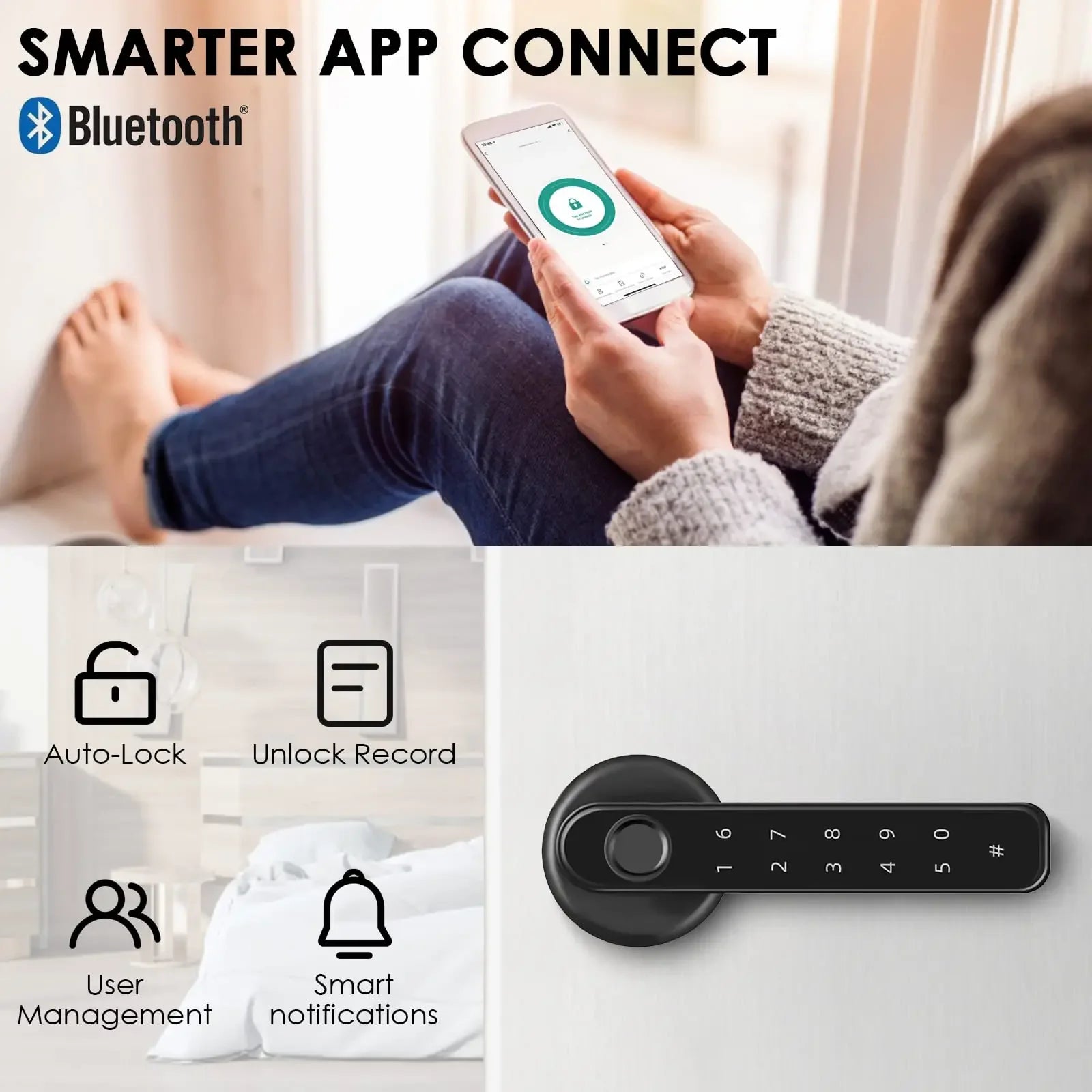 With Tuya Biometric Fingerprint Smart Door Lock Electronic Digital Lock  Password Fingerprint Keyless Security Door Handle Home