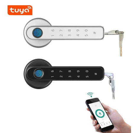 With Tuya Biometric Fingerprint Smart Door Lock Electronic Digital Lock  Password Fingerprint Keyless Security Door Handle Home