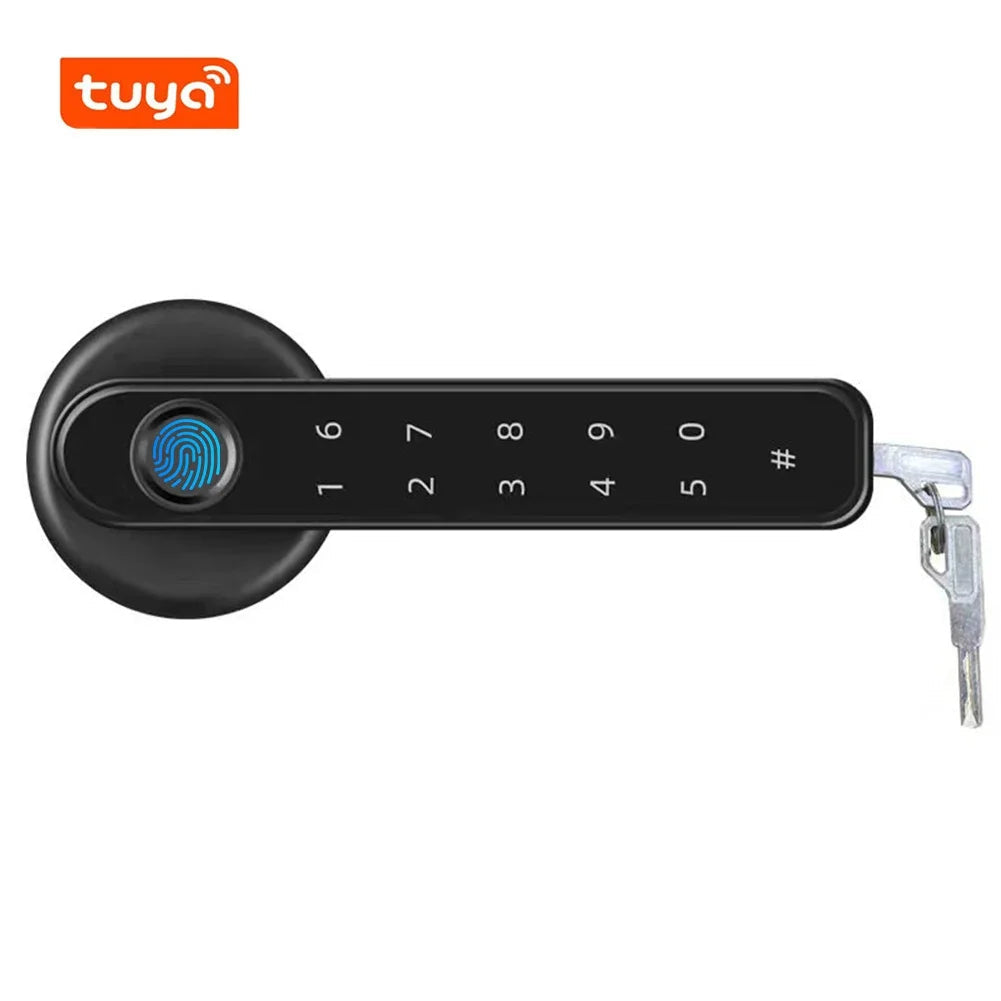 With Tuya Biometric Fingerprint Smart Door Lock Electronic Digital Lock  Password Fingerprint Keyless Security Door Handle Home