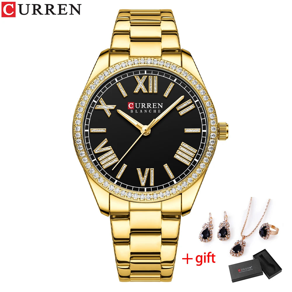 Women's Quartz Wristwatch Set, Fashion Waterproof Lady Watch with , CURREN Wristwatch for Girls in Gift Box, Female Gift