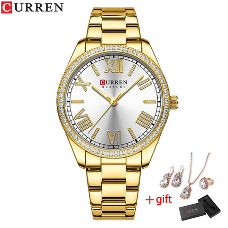 Women's Quartz Wristwatch Set, Fashion Waterproof Lady Watch with , CURREN Wristwatch for Girls in Gift Box, Female Gift