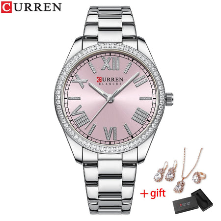 Women's Quartz Wristwatch Set, Fashion Waterproof Lady Watch with , CURREN Wristwatch for Girls in Gift Box, Female Gift