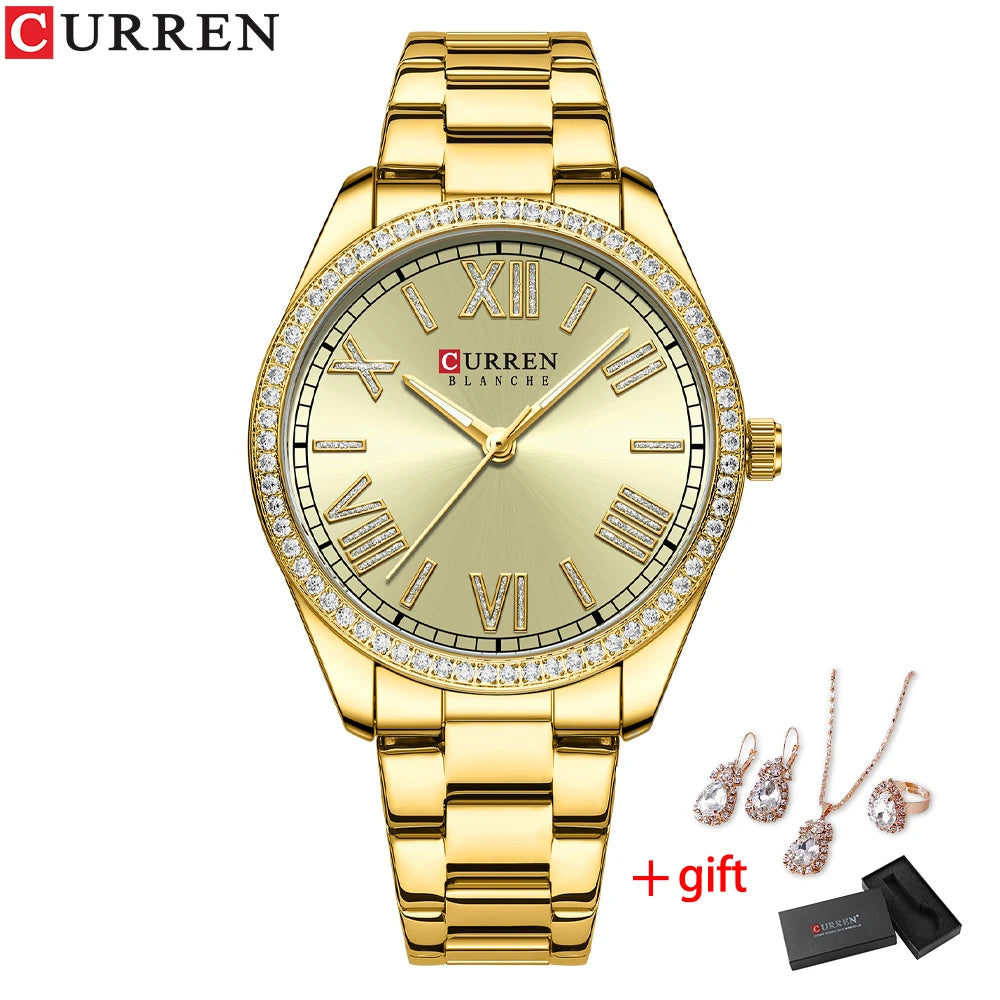 Women's Quartz Wristwatch Set, Fashion Waterproof Lady Watch with , CURREN Wristwatch for Girls in Gift Box, Female Gift