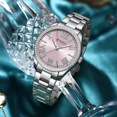 Women's Quartz Wristwatch Set, Fashion Waterproof Lady Watch with , CURREN Wristwatch for Girls in Gift Box, Female Gift