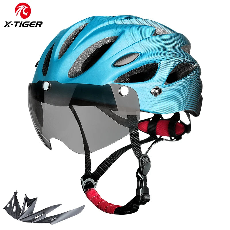 Casque X-Tiger pour VTT et vélo de route avec lumière LED Casque X-Tiger pour VTT et vélo de route avec lumière LED
