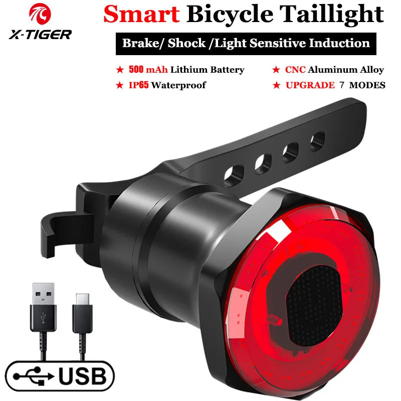 X-TIGER Brake Sensing Rear Lights Ultra Bright Bike Brake Light Smart Auto On/Off Safety Warning Bicycle Taillight