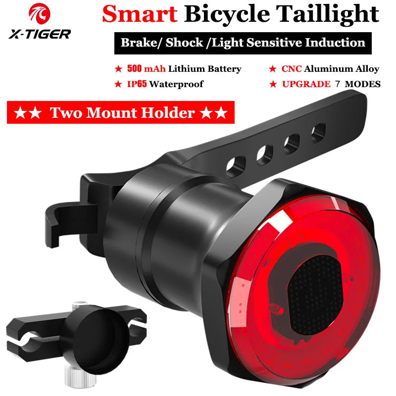 X-TIGER Brake Sensing Rear Lights Ultra Bright Bike Brake Light Smart Auto On/Off Safety Warning Bicycle Taillight