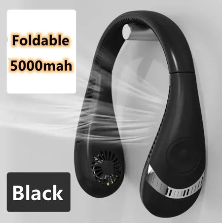 Xiaomi 6000mAh Hanging Neck Fan Portable Air Conditioner Type-C USB Rechargeable Air Cooler 5 Speed Electric Fan For Sports Fold 5000mah Black