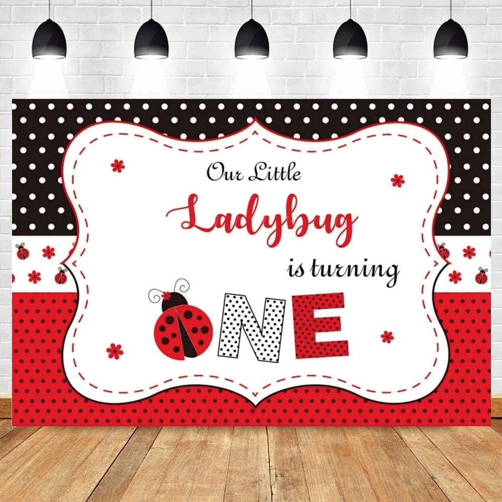 Yeele Ladybug Birthday Backdrop For Photography