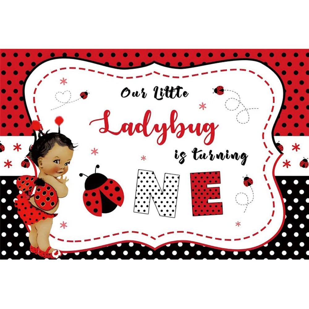 Yeele Ladybug Birthday Backdrop For Photography
