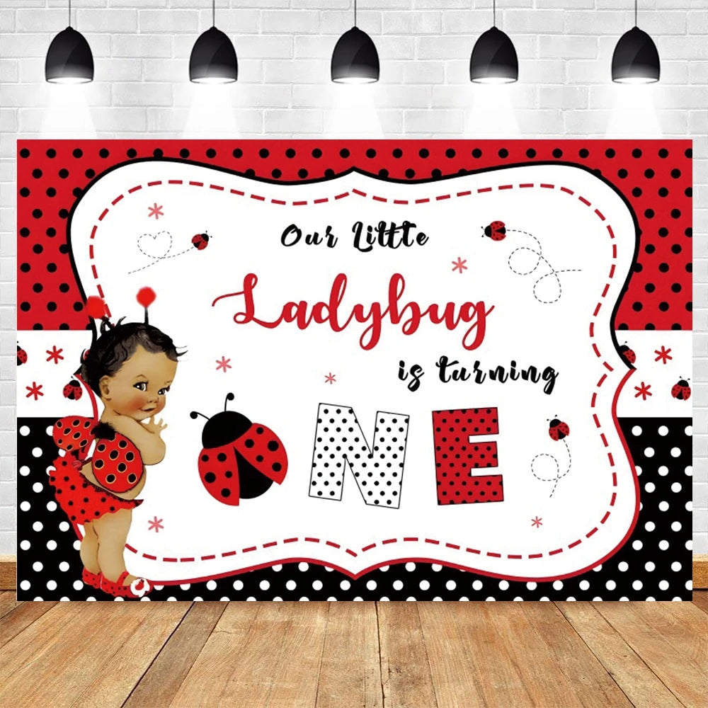 Yeele Ladybug Birthday Backdrop For Photography