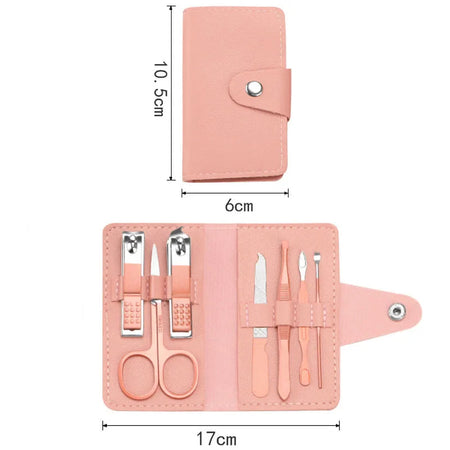YIYUEQIANLI 7pcs Nail Care Kit Set in Colourful PU Leather Case