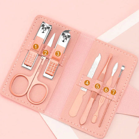 YIYUEQIANLI 7pcs Nail Care Kit Set in Colourful PU Leather Case