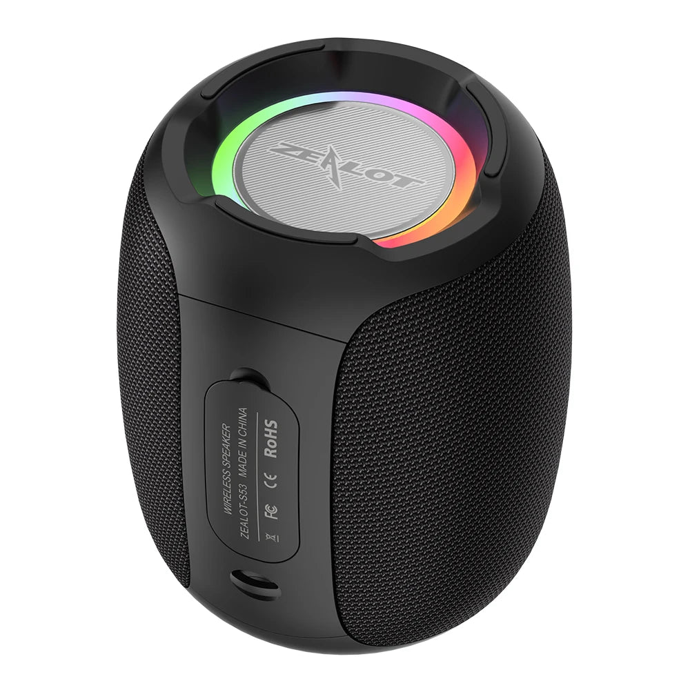ZEALOT S53 Wireless Bluetooth Speaker: 10W Super Loud Sound, 12-Hour Playtime  Black / Russian Federation