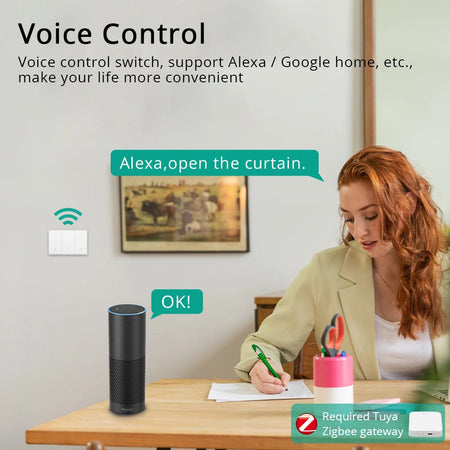 Zemismart Tuya Zigbee US AU Smart Curtain Switch for Electric Motorized Roller Shutter Wall Push Button Switch Alexa Google Home