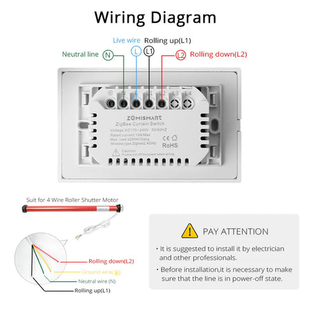 Zemismart Tuya Zigbee US AU Smart Curtain Switch for Electric Motorized Roller Shutter Wall Push Button Switch Alexa Google Home