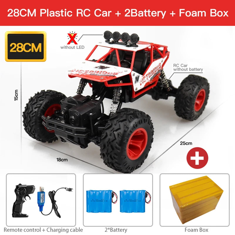 ZWN 1:16 4WD RC Car With Led Lights Radio Remote Control Cars Buggy Off-Road Control Trucks Boys Toys for Children 28CM Red 2B Plastic