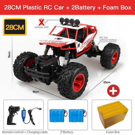 ZWN 1:16 4WD RC Car With Led Lights Radio Remote Control Cars Buggy Off-Road Control Trucks Boys Toys for Children 28CM Red 2B Plastic