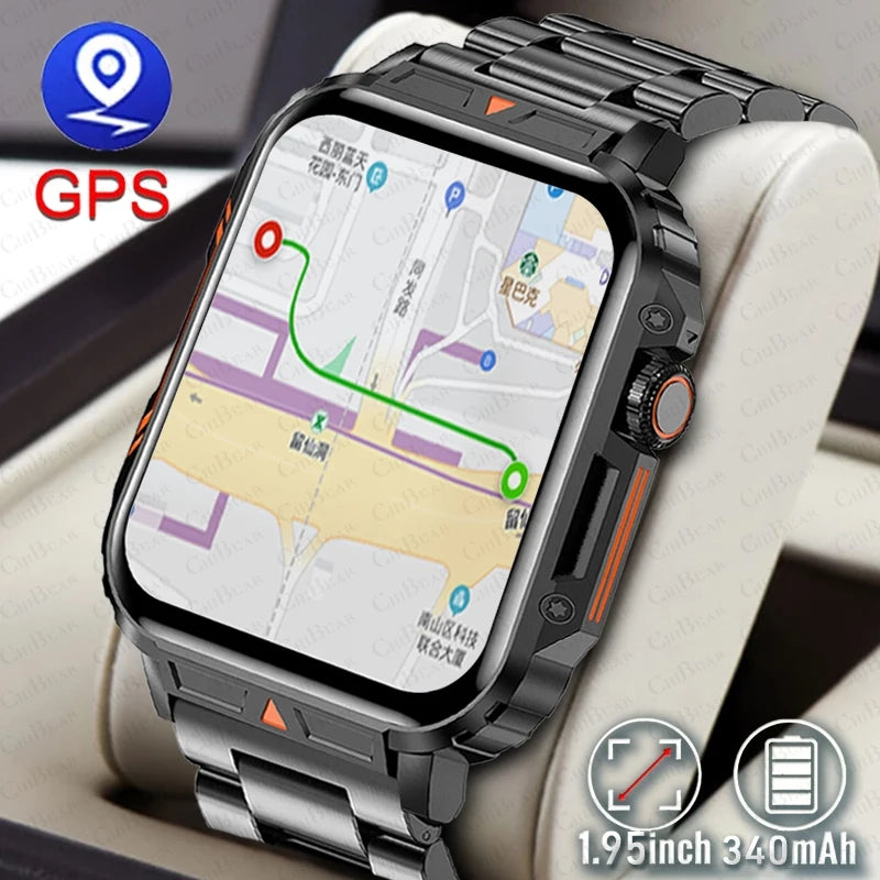 New GPS Sport Smartwatch Men 1.95 inch Heart Rate Health Tracker IP68 Waterproof Sports Watch Bluetooth Calling Smartwatch Women